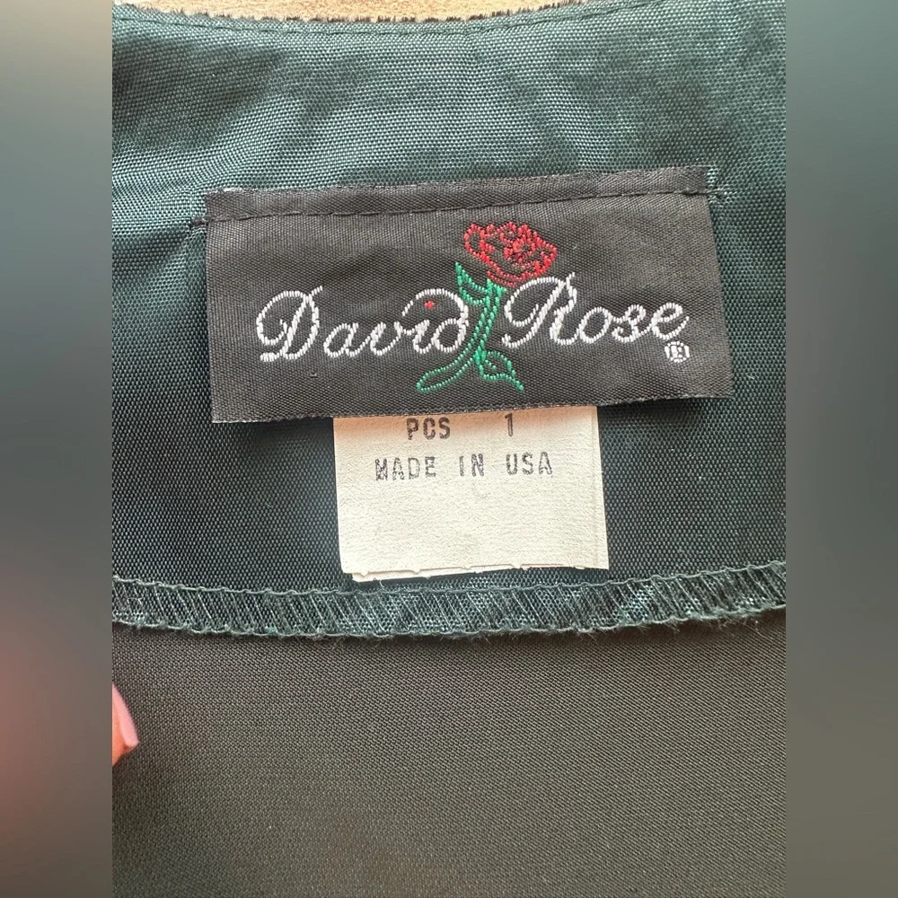 Vintage David Rose Green Velvet Jacket Gold Trim Shoulder Pads USA Large - Picture 5 of 7